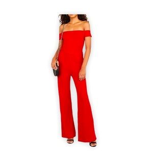 Off The Shoulder Wide Leg Jumpsuit